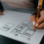 Designing a website layout with wireframes – DoProFlow’s step-by-step approach to optimizing user journeys.
