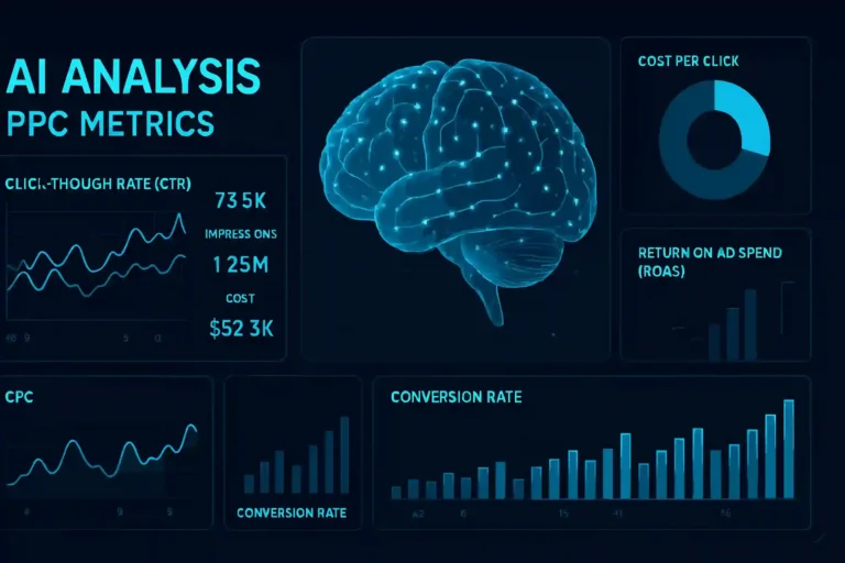 AI-powered PPC dashboard showing campaign automation metrics